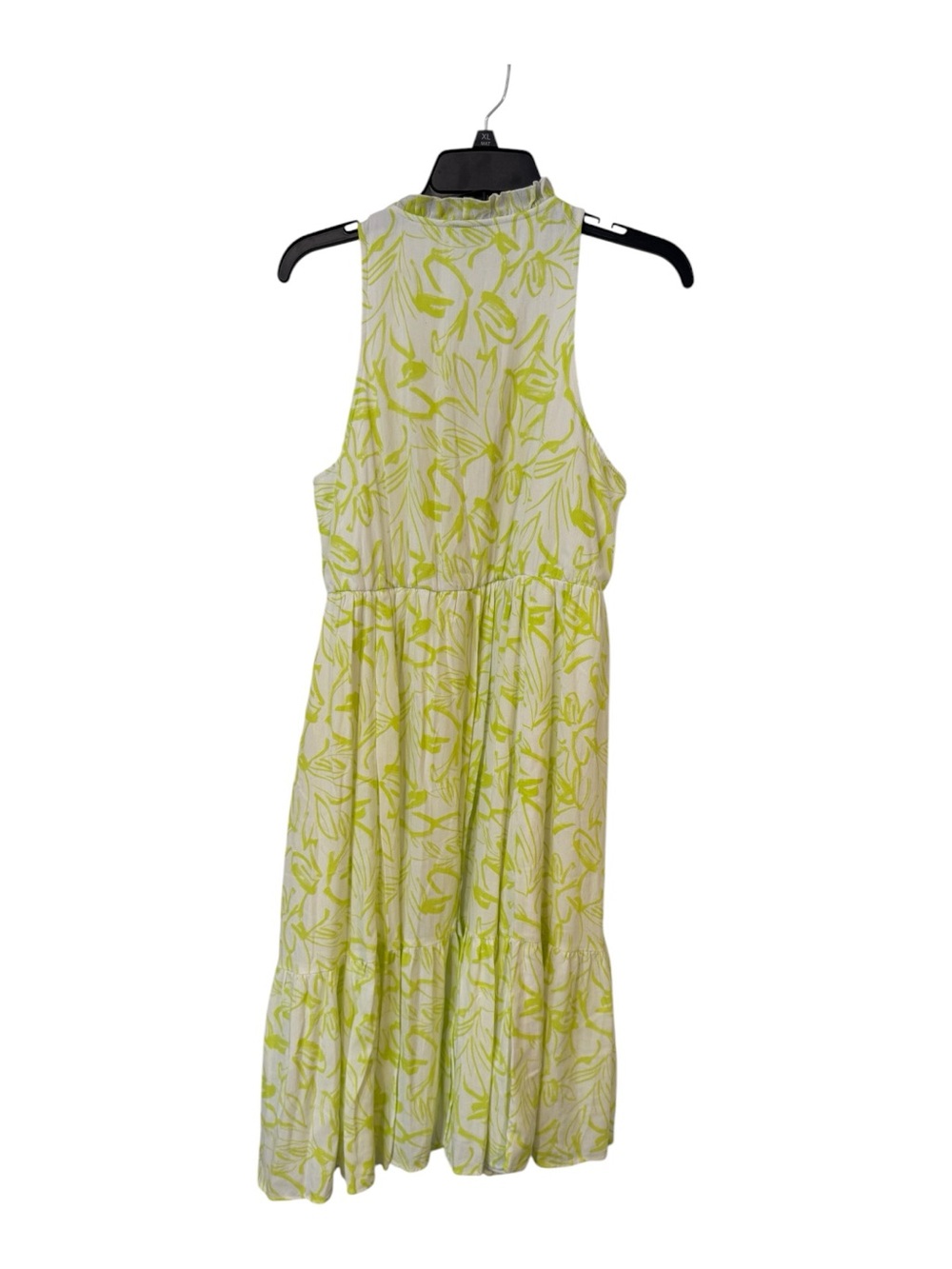 Torrid 00 Ivory Lime Floral Sleeveless Tiered Midi Dress Tassel Tie Size 10 - Picture 4 of 7